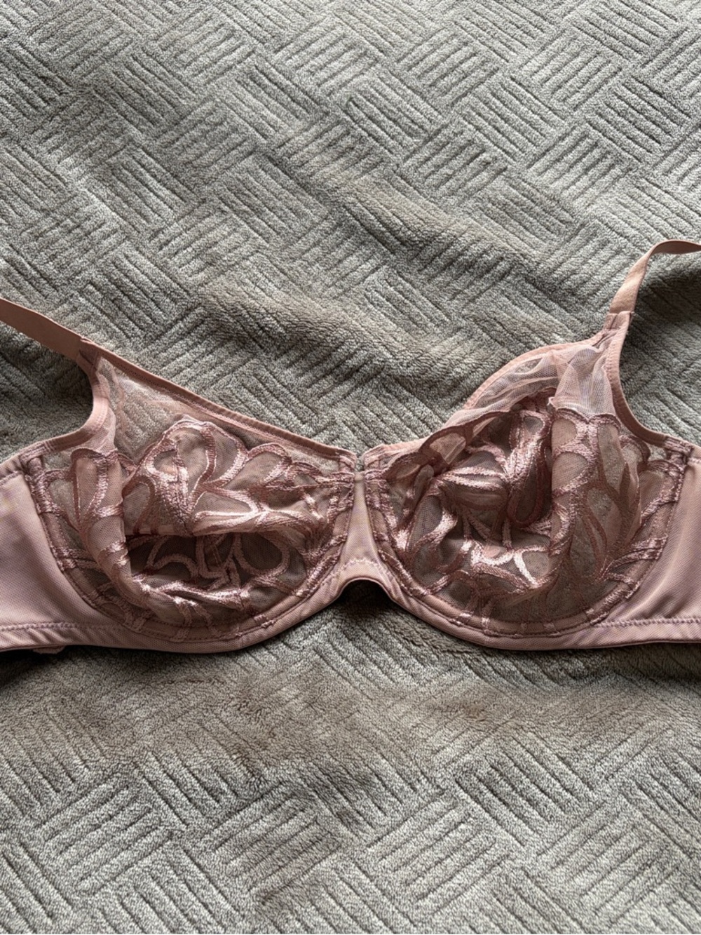 Paramour Sheer Lace Underwire Bra in Blush Pink